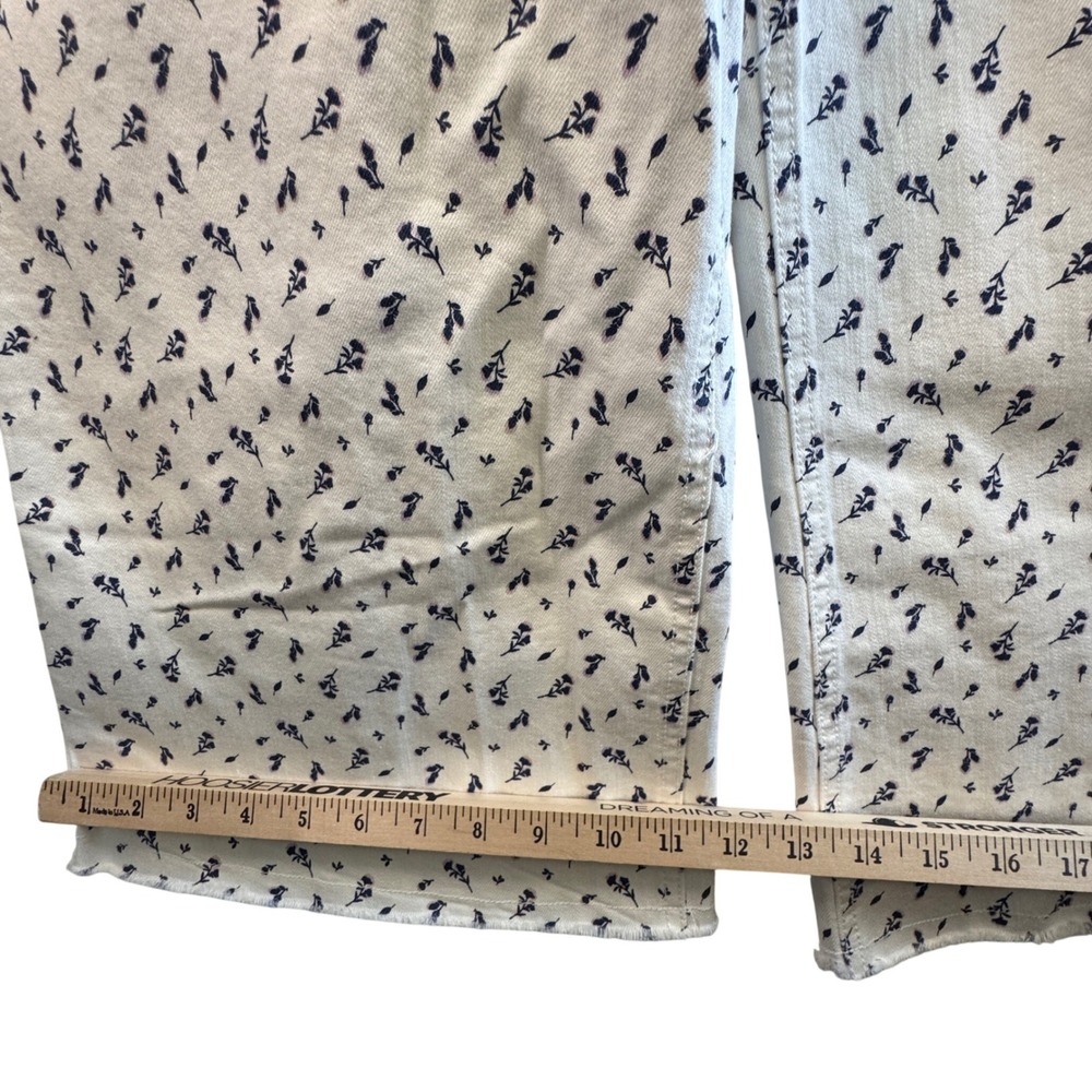 Peace Love World Floral Wide Leg Crop Pants Cotton Stretch Cream Navy Size 8 NEW - Picture 9 of 11